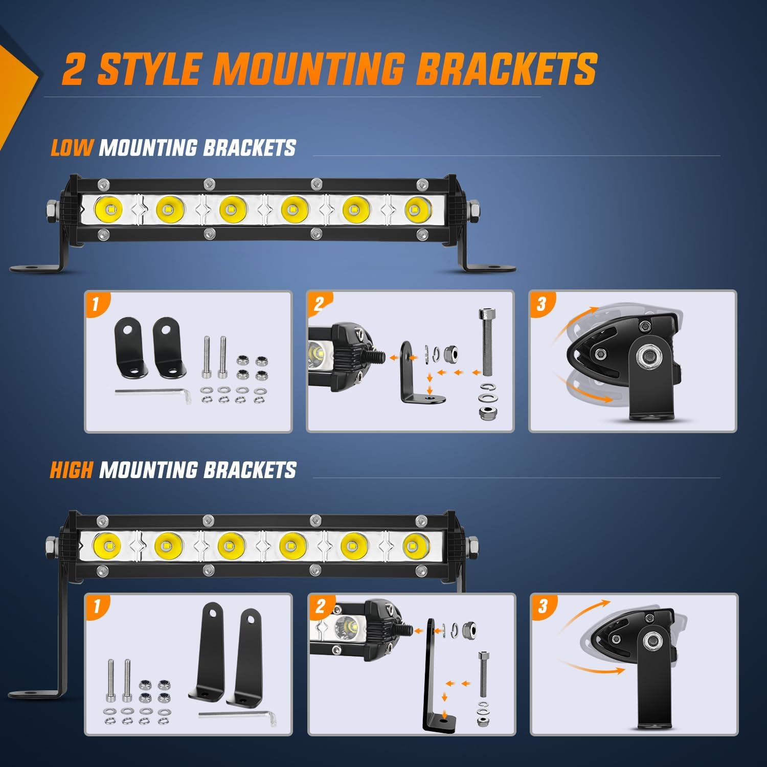 Nilight Single Row LED Light Bar Ultra-Slim Spot Pods 2PCS 7 Inch 18W Fog Light Driving Work Roof Bumper Lighting for Offroad 4x4 Trucks Polaris RZR SUV ATV UTV