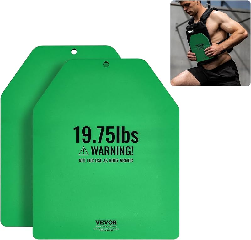 VEVOR Weight Vest Plates, 5.75/8.75/14.5/19.75 LB Pairs, Premium Steel Weighted plates, Additional Weight for Weight Vests, for Strength Training, Running, Fitness, Heavy Workouts
