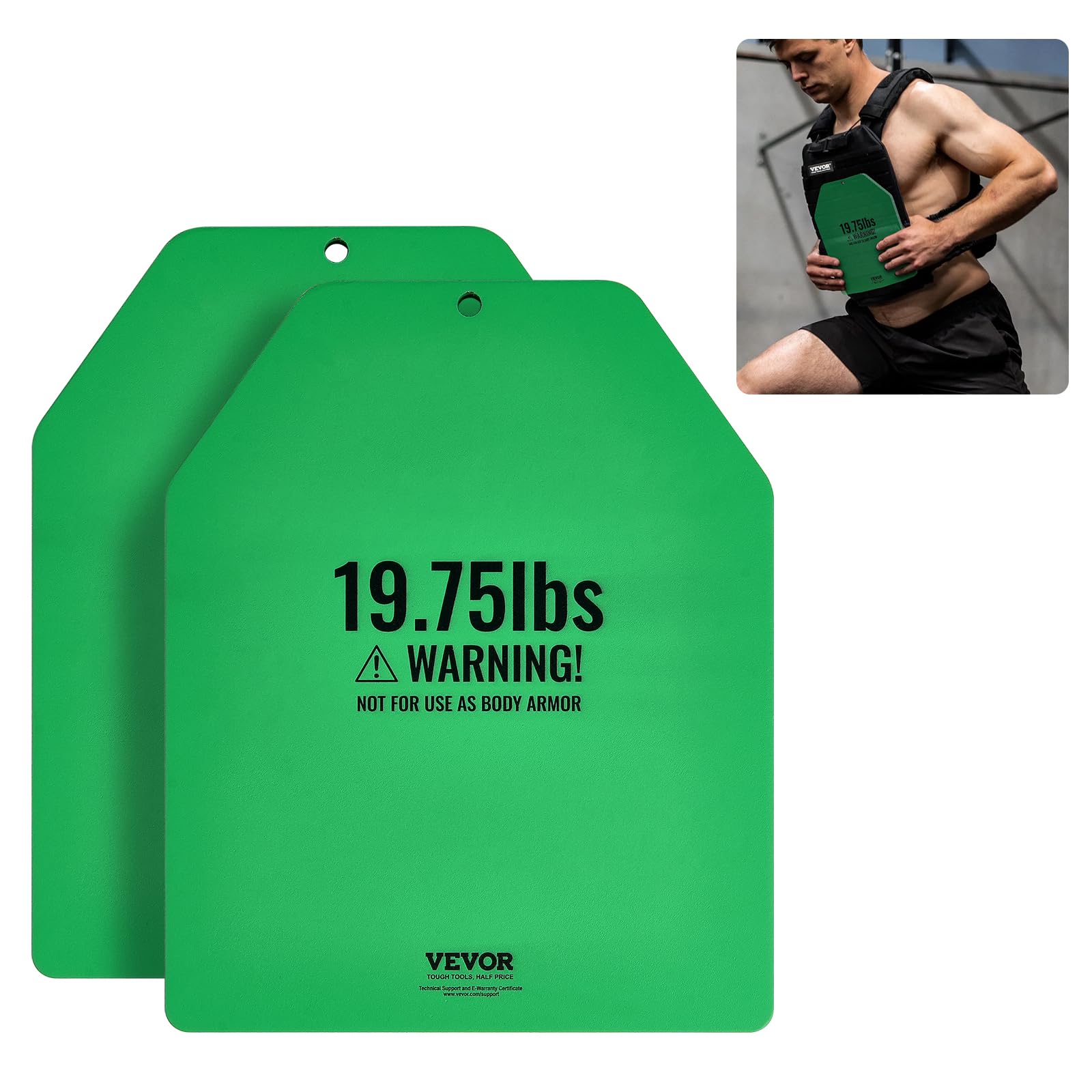 VEVOR Weight Vest Plates, 5.75/8.75/14.5/19.75 LB Pairs, Premium Steel Weighted plates, Additional Weight for Weight Vests, for Strength Training, Running, Fitness, Heavy Workouts