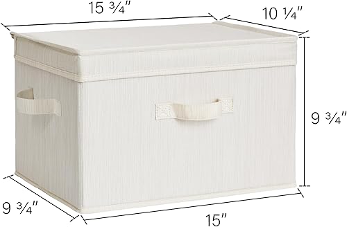 Miniatura 2 de StorageWorks Cajas de almacenamiento decorativas, cesta de almacenamiento con tapa y asas, mezcla de beige, blanco y marfil, grande, paquete de 2