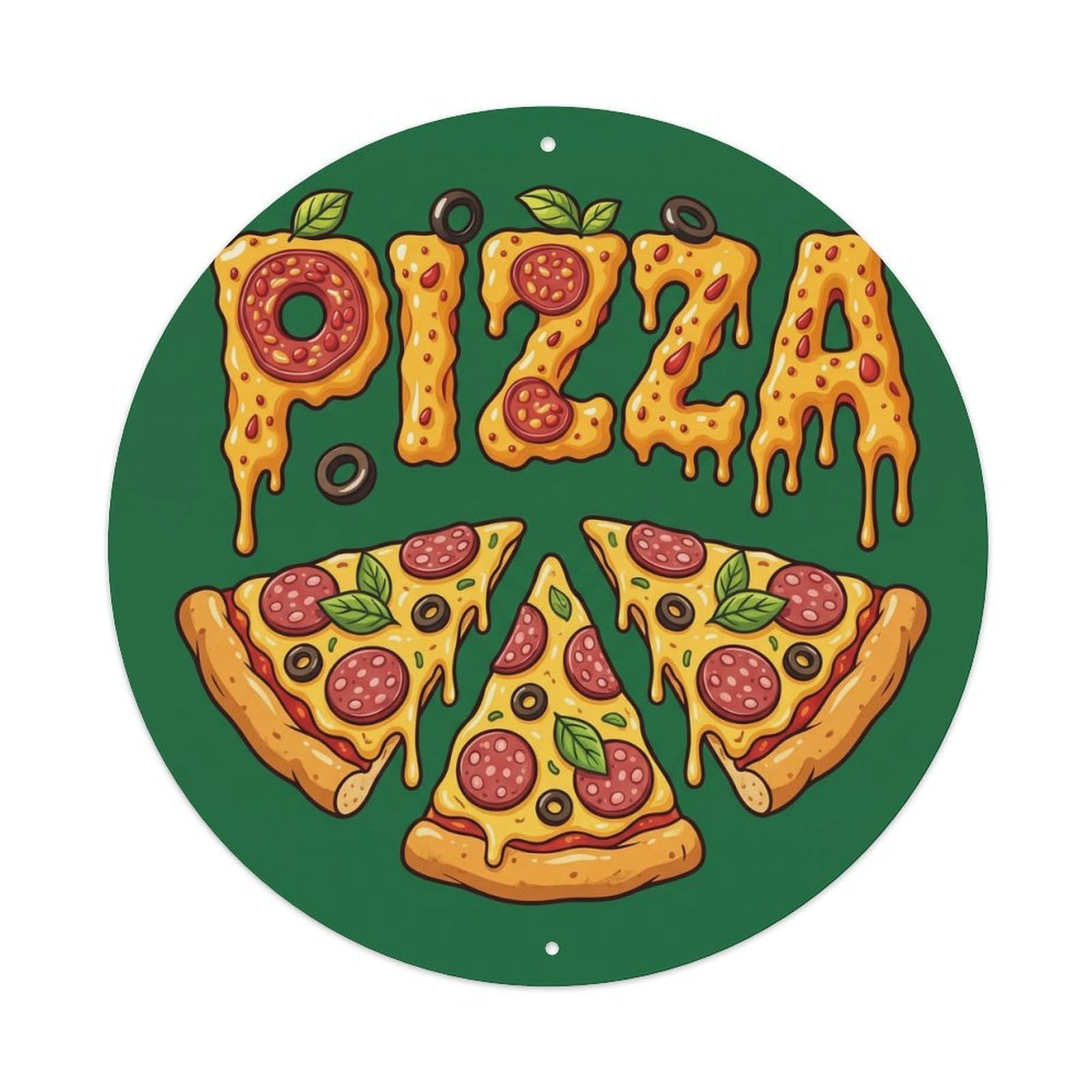 Huiyhb 8X8inch(20X20cm) Vintage Pizza Slice Vegan Cheese Metal Tin Sign