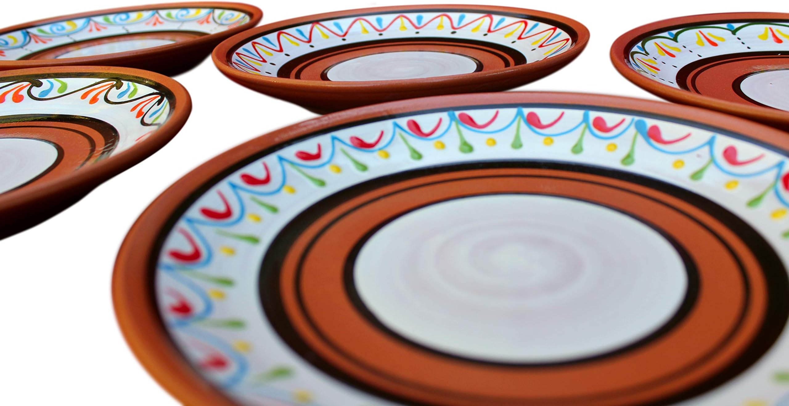 Cactus Canyon Ceramics Spanish Terracotta 5-Piece Salad Plate Set, White
