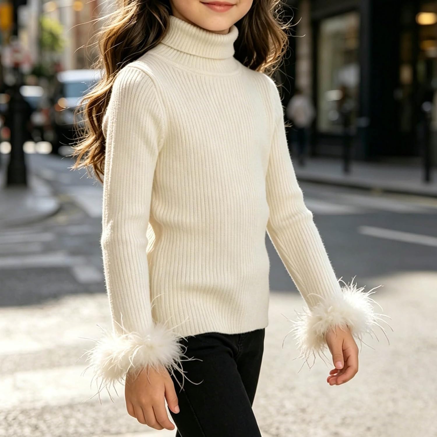 Long Sleeve Sweater for Girl Mock Neck Fall Soft Knit Pullover Jumper Tops Slim Fit Comfortable Blouse
