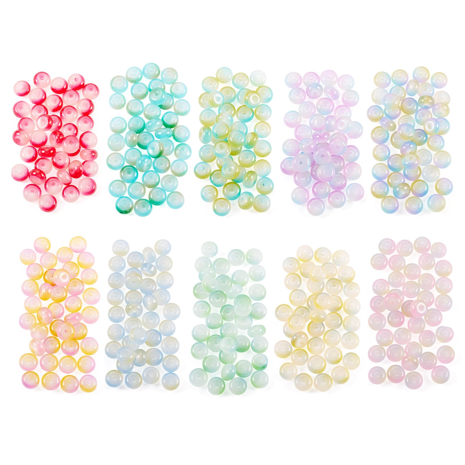 Sparkeads 400 Pcs Rondelle Glass Beads Gradient Crystal Beads 8 mm Disc Loose Spacer Beads Bulk for Jewelry Bracelet Women DIY Earring Necklace Craft
