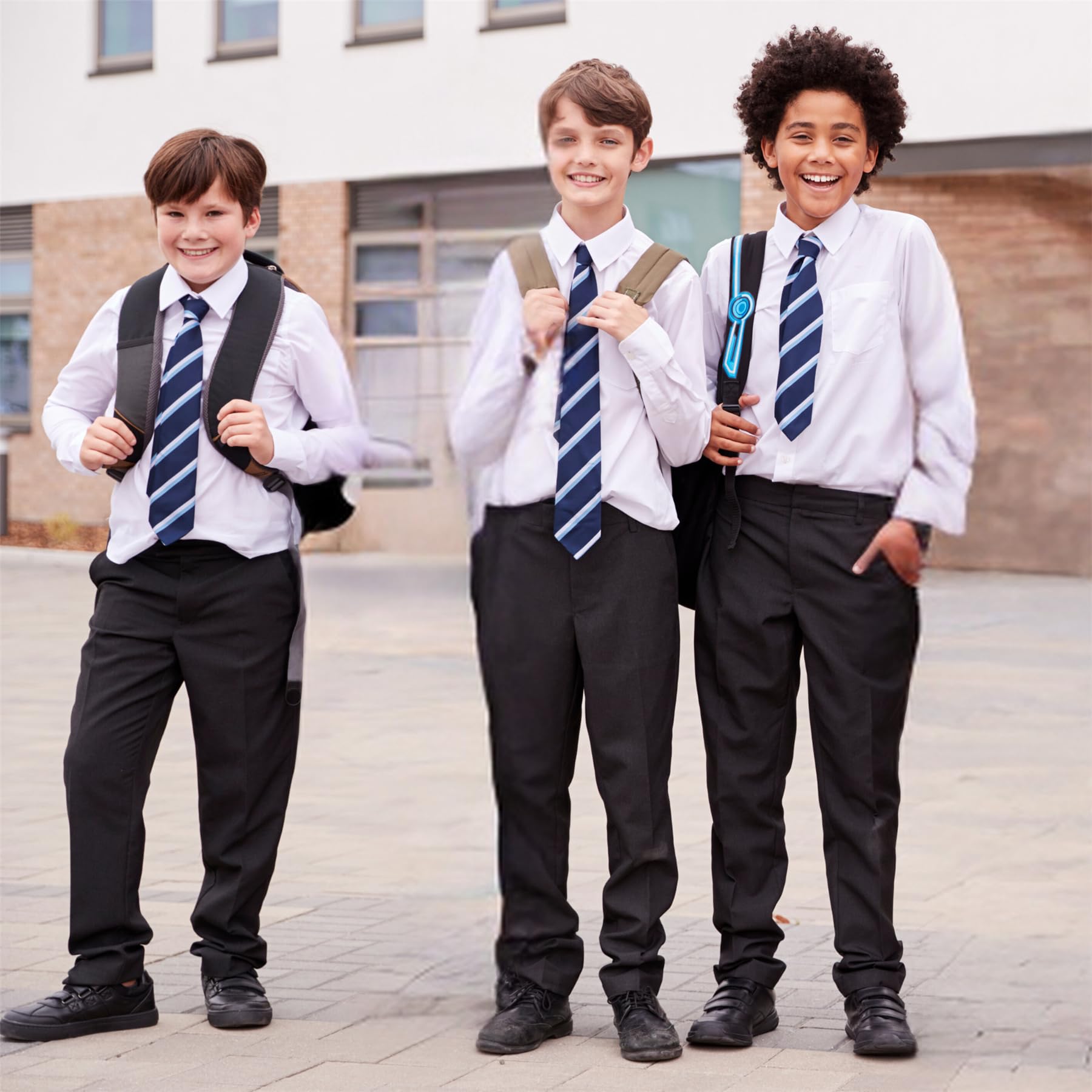 janisramone® Pantaloni scolastici per ragazzi e ragazzi, mezza elasticizzata, vestibilità comoda, per uniforme scolastica, vestibilità generosa, 2-13 anni, confezione da 3, Nero , 13 anni