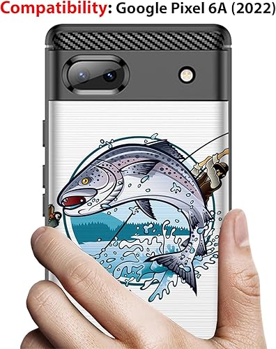 Miniatura 2 de CasesOnDeck Black TPU Case Compatible with Google Pixel 6A (2022) Pixel 6A Case Slim Minimalistic Flexible Textured Cover -Bass Fishing