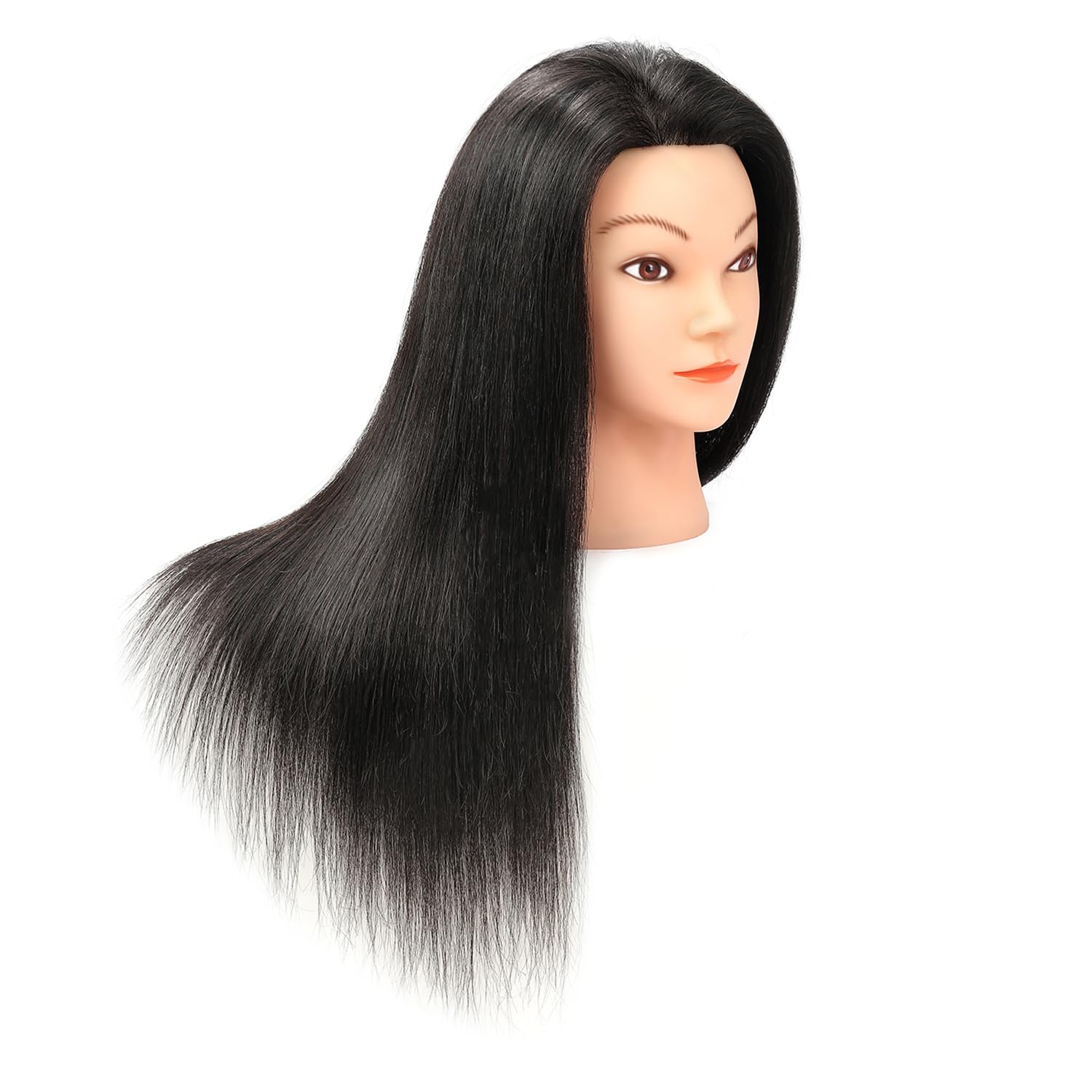 100% Human Real Hair Mannequin Head with Stand Hairdressers Practice Training Head and Cosmotology Doll Head for Hairstyling and Braid - Natural Black product thumbnail 5