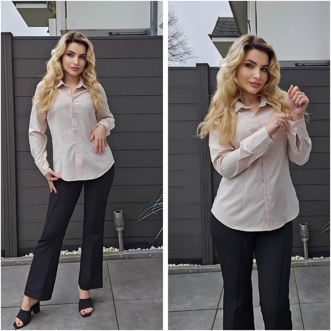 HOTOUCH Women's Button Down Shirts Long Sleeve Dress Shirt Slim Fitted Work Tops Collared Dressy Casual Business Blouses - Image 6