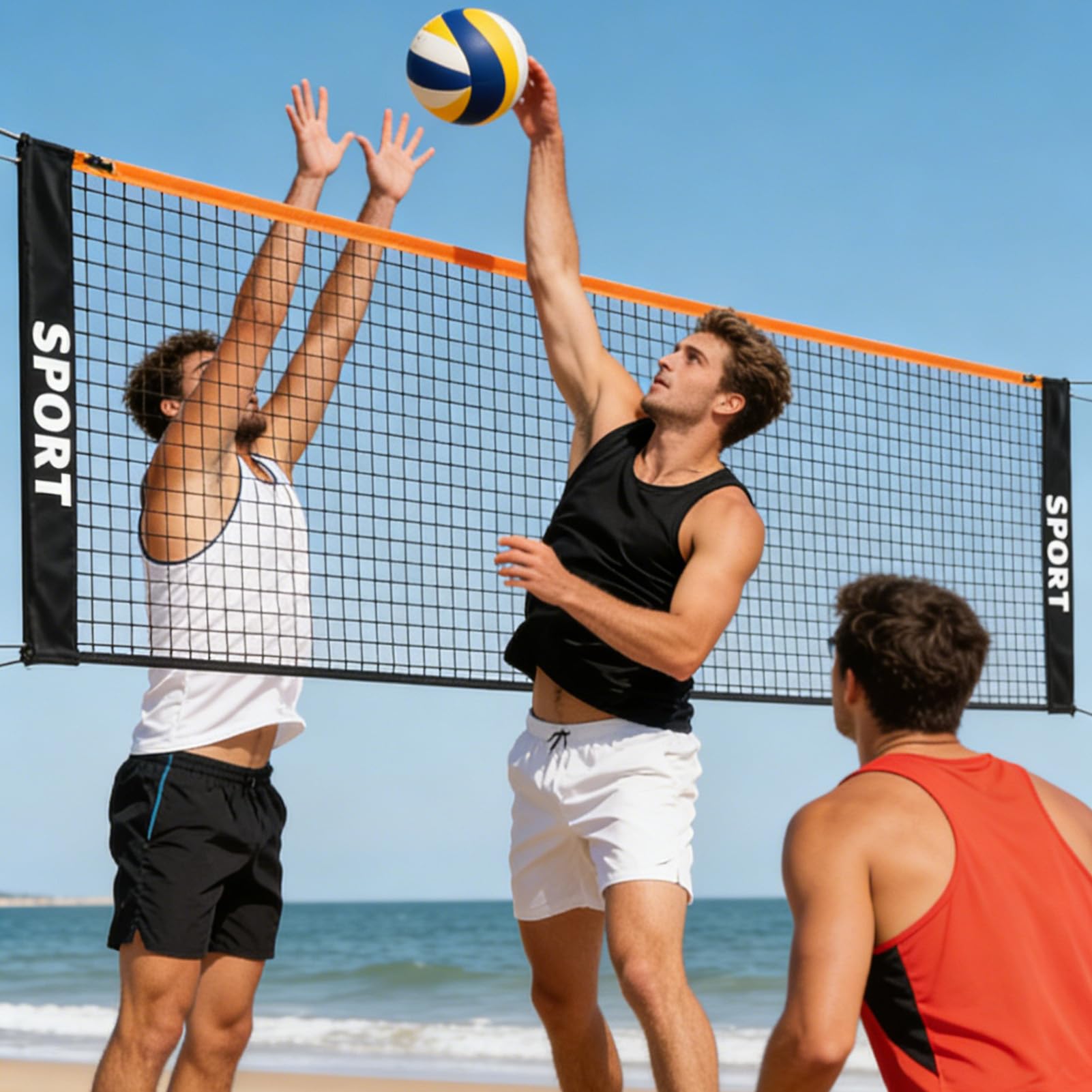 Rete da Badminton per Giardino - Altezza Regolabile 3/4/5 mt,Rete da Pallavolo Portatile 3/4/5 mt | per Bambini e Adulti Spiaggia Piscina Esterno Interno Allenamento Competizione