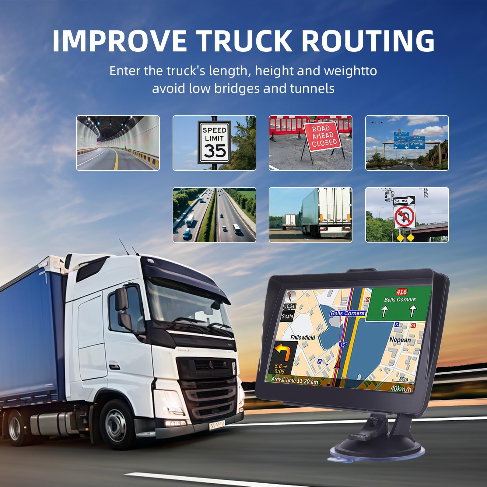 IGEAIIE 7 Inch Sat Nav for Car, HGV Truck, HD GPS Navigation System with UK & Europe Maps 2026, Lifetime Free Updates, Support Postcode Search, Voice Guidance, Speed Camera Alerts, and POI — view 6