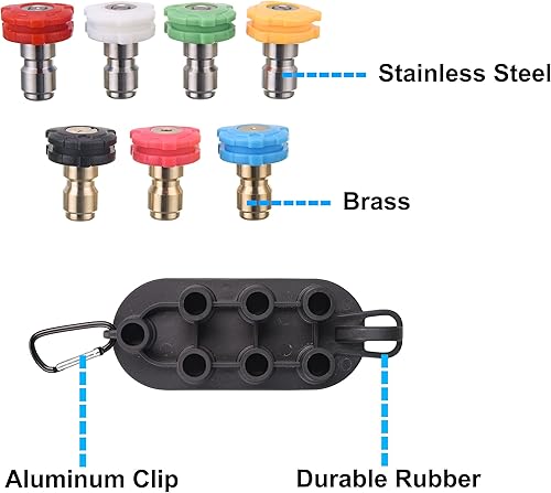 Miniatura 6 de PWACCS Juego completo de puntas de boquilla para lavadora a presión, boquilla turbo giratoria de 3600 PSI, kit de 7 puntas de pulverización con