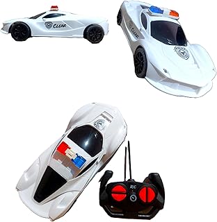 R/C Police Car Toy with All-Around Control and Flashing Lights for Kids - A898-3