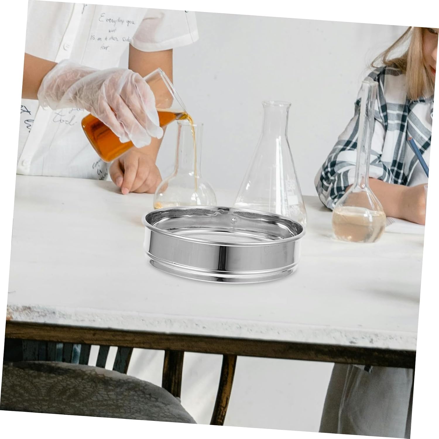 Stainless Steel Mesh Sieve Pan for Flour Sifting Soil Screening Lab Testing Wire Cloth with Fine Screen for Precise Particle Separation and Easy Cleaning
