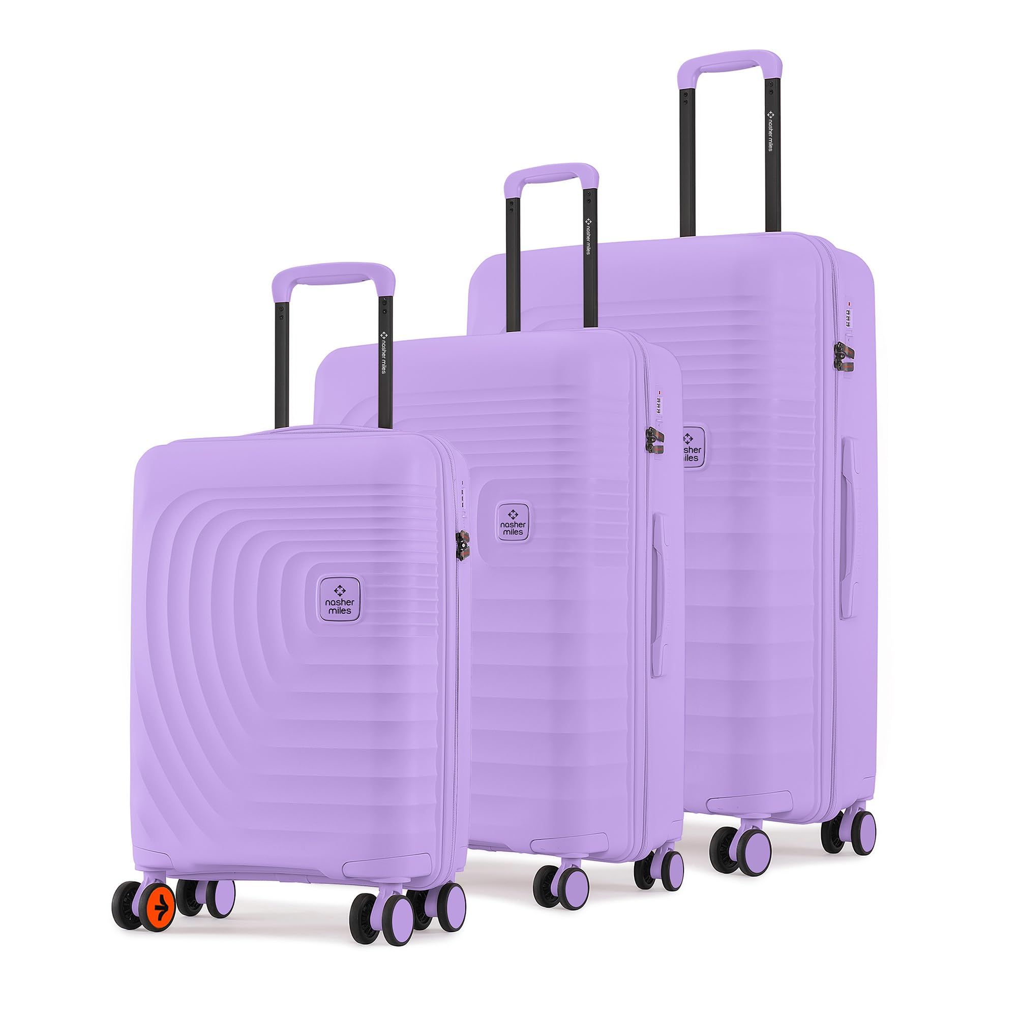 Boston Hard-Sided Polypropylene Luggage Set of 3 Purple 8 Spinner Wheels Trolley Bag | Suitcase (55, 65 & 75 Cm)
