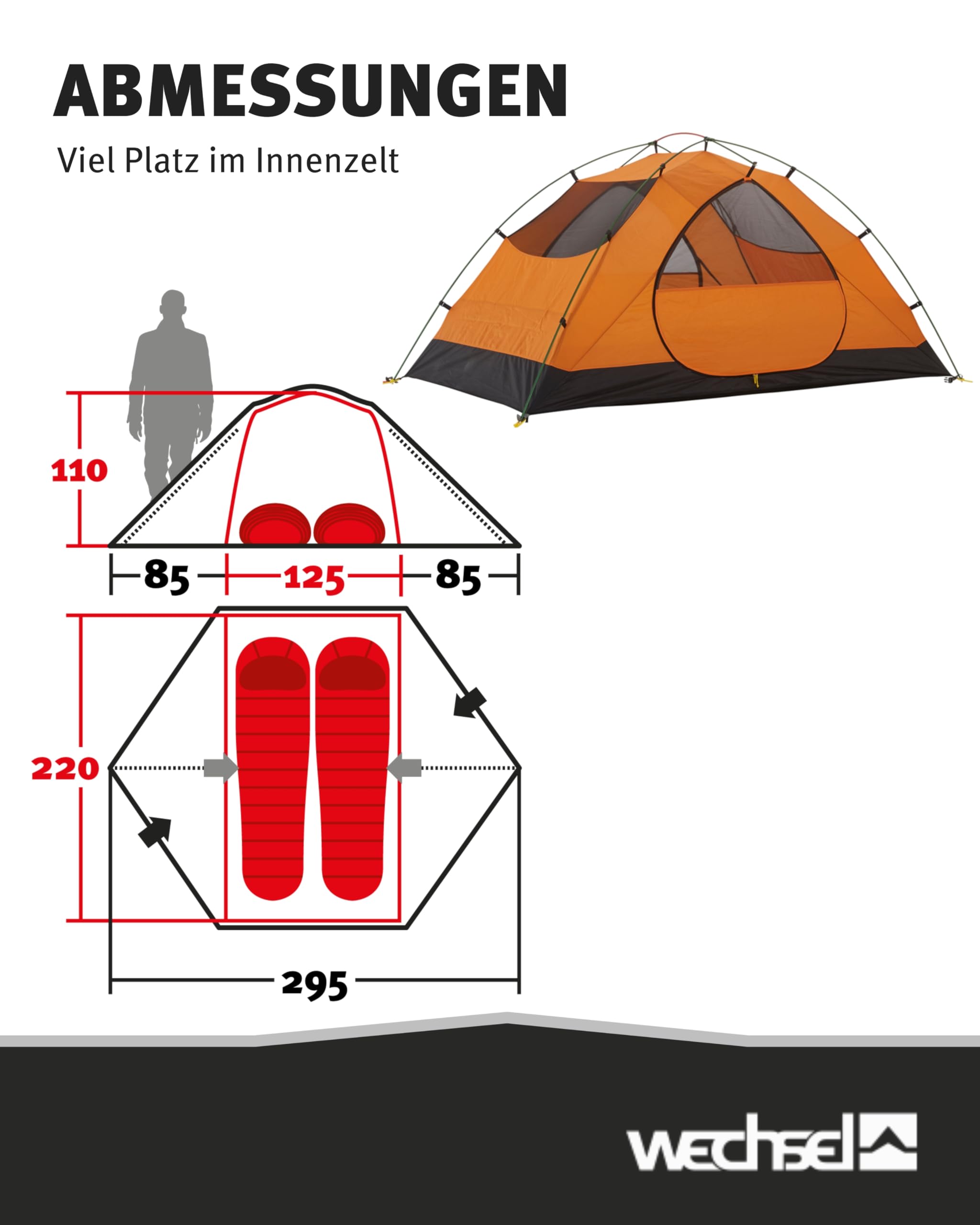 Wechsel Trekkingzelt Charger I Kuppelzelt für 2 Personen I schnell aufbaubares 2-Personen-Zelt I kompakt & transportabel I ideales Outdoor-Zelt für Camping, Wandern & Radreisen