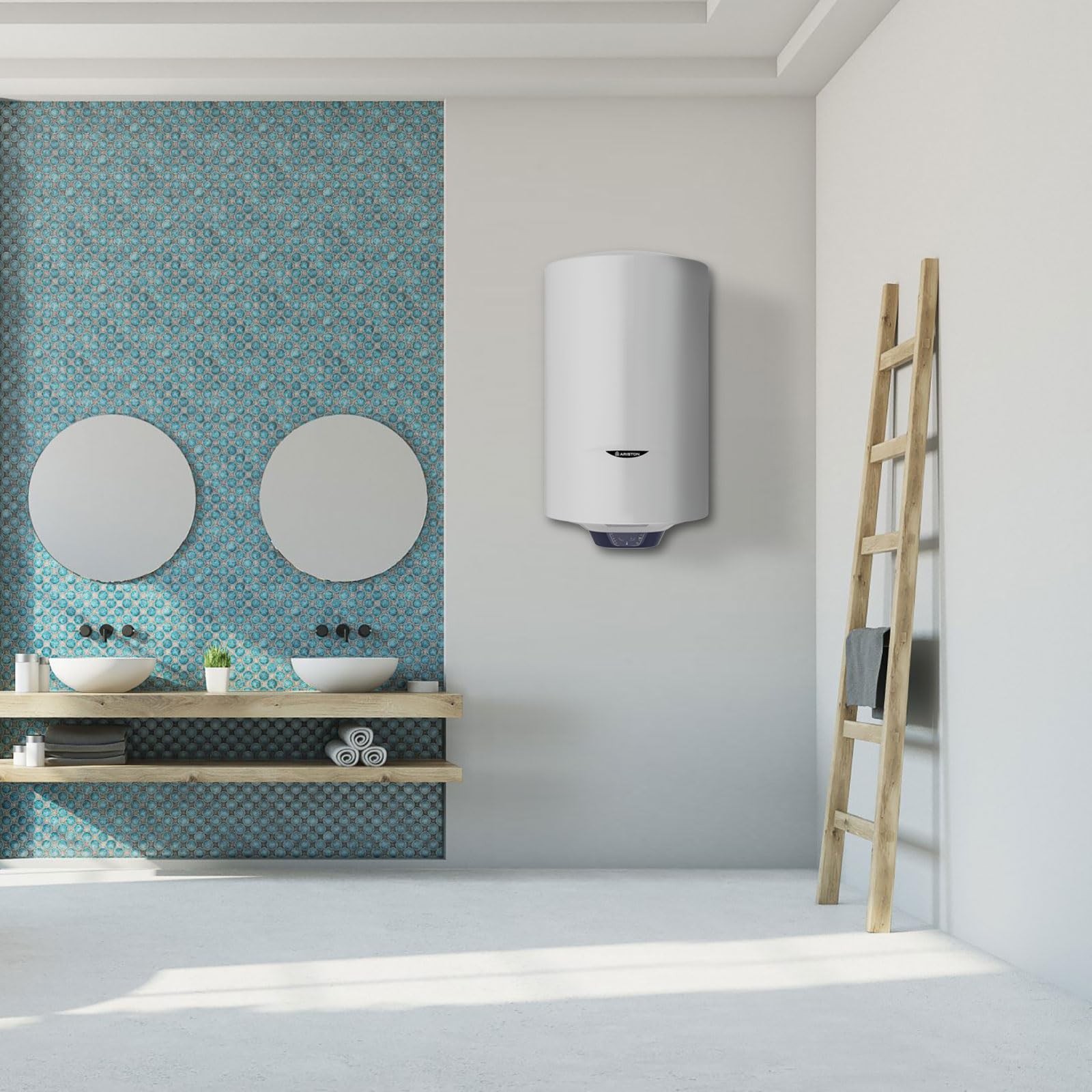 Ariston Blu1 Eco V - Termo Eléctrico 100 Litros, Calentador de Agua Eléctrico Vertical con Función ECO y Regulación Externa, 91,3x45x47 cm - Fabricado para Instalación en España (Clase Energética B)