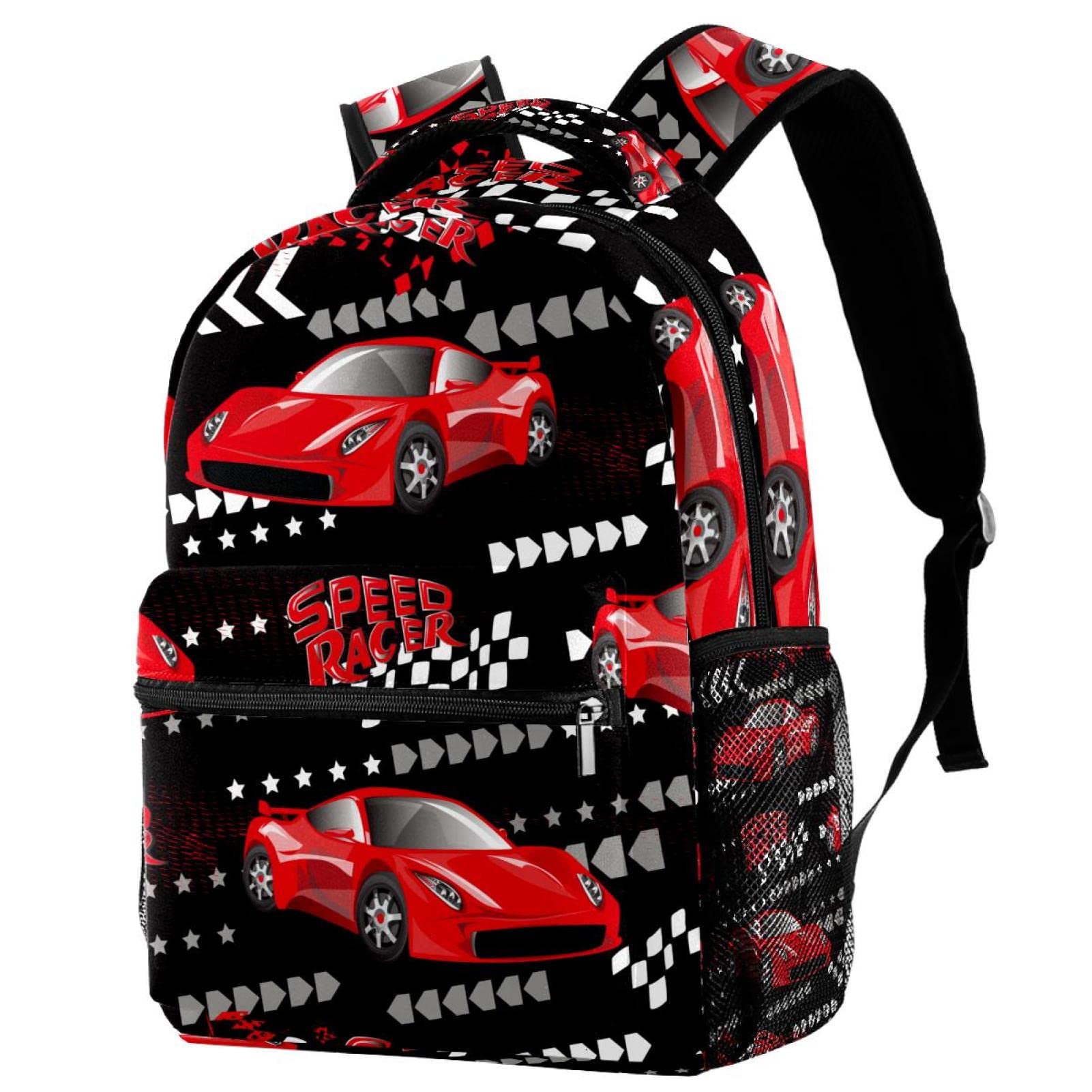 SanrenGo Racing Car Backpack Students Shoulder Bags Travel Bag College School Tote Backpacks, 11.5x8x16 in