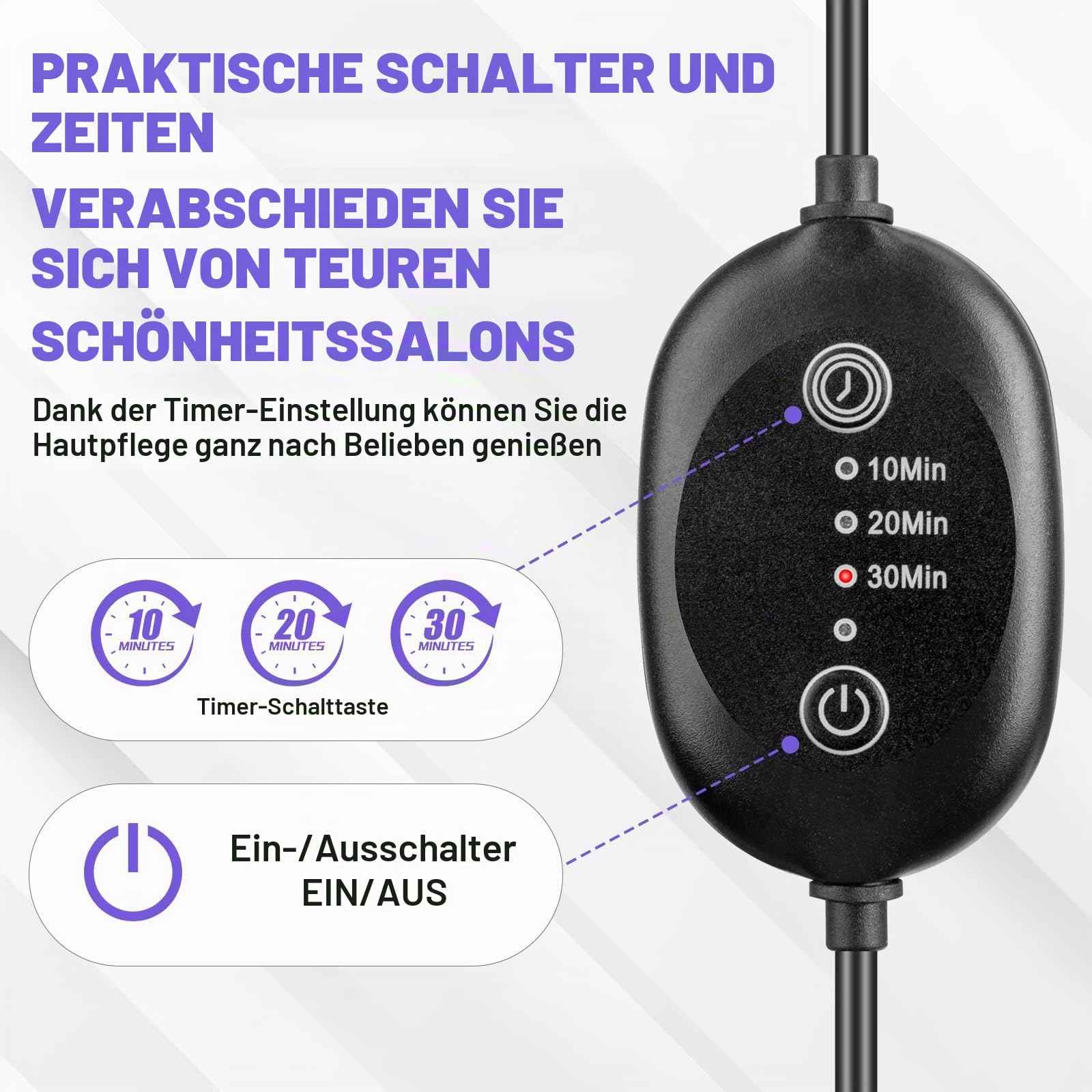 Profey Rotlichtlampe 660nm, 120 LEDs, Timer | Breitspektrum 660nm Tiefeninfrarot, 30-60°C, 10–30 Min Timer, Höhen 58–116cm