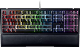 Razer Ornata V2 Gaming Keyboard: Hybrid Mechanical Key Switches - Customizable Chroma RGB Lighting - Individually Backlit Keys - Detachable Plush Wrist Rest - Programmable Macros