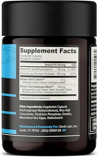 Miniatura 4 de ONNIT Shroom Tech Sport - Cápsulas de apoyo diario para ejercicio, suplemento preentrenamiento con hongos Cordyceps, suplemento dietético sin