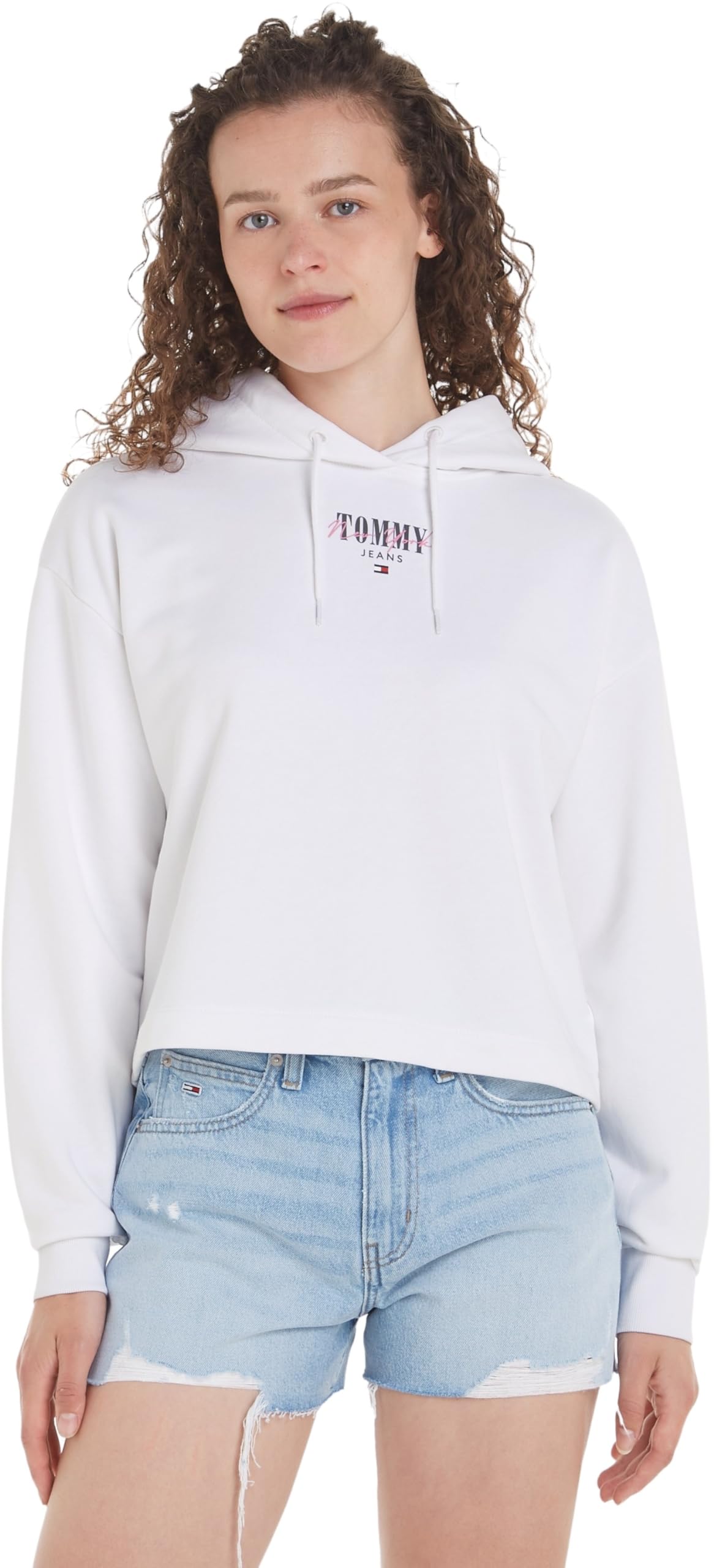 Tommy Hilfiger Women's White Hoodies,, Hooded Sweatshirt With Logo Extra Large