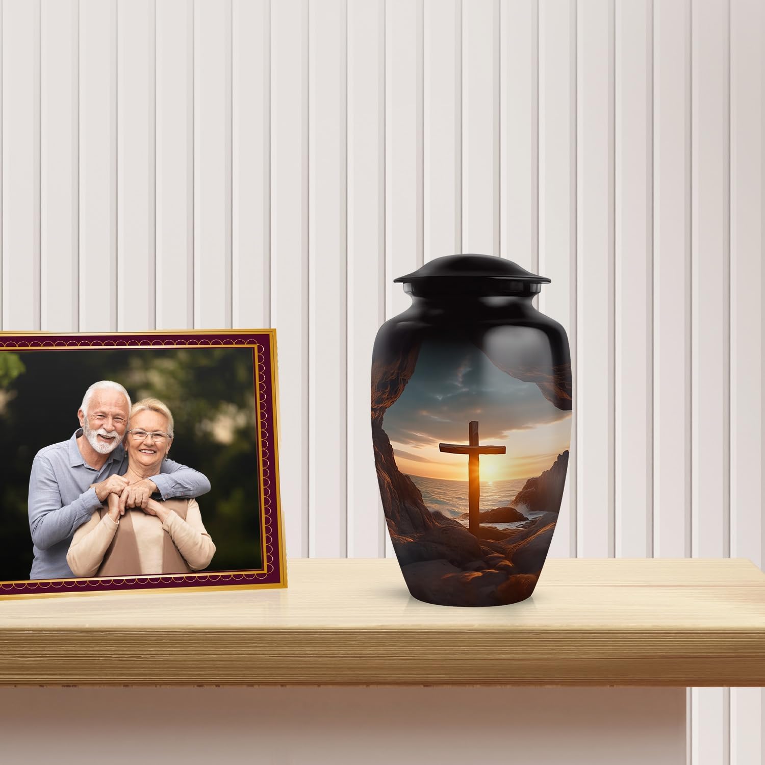 Yatskia Cross Urn for Ashes for Women, Funeral Burial Urns for Human Ashes Adult Man, Decorative Urns for Human Ash, Cremation Urn for Adults, (Large Urn, 10 Inch)