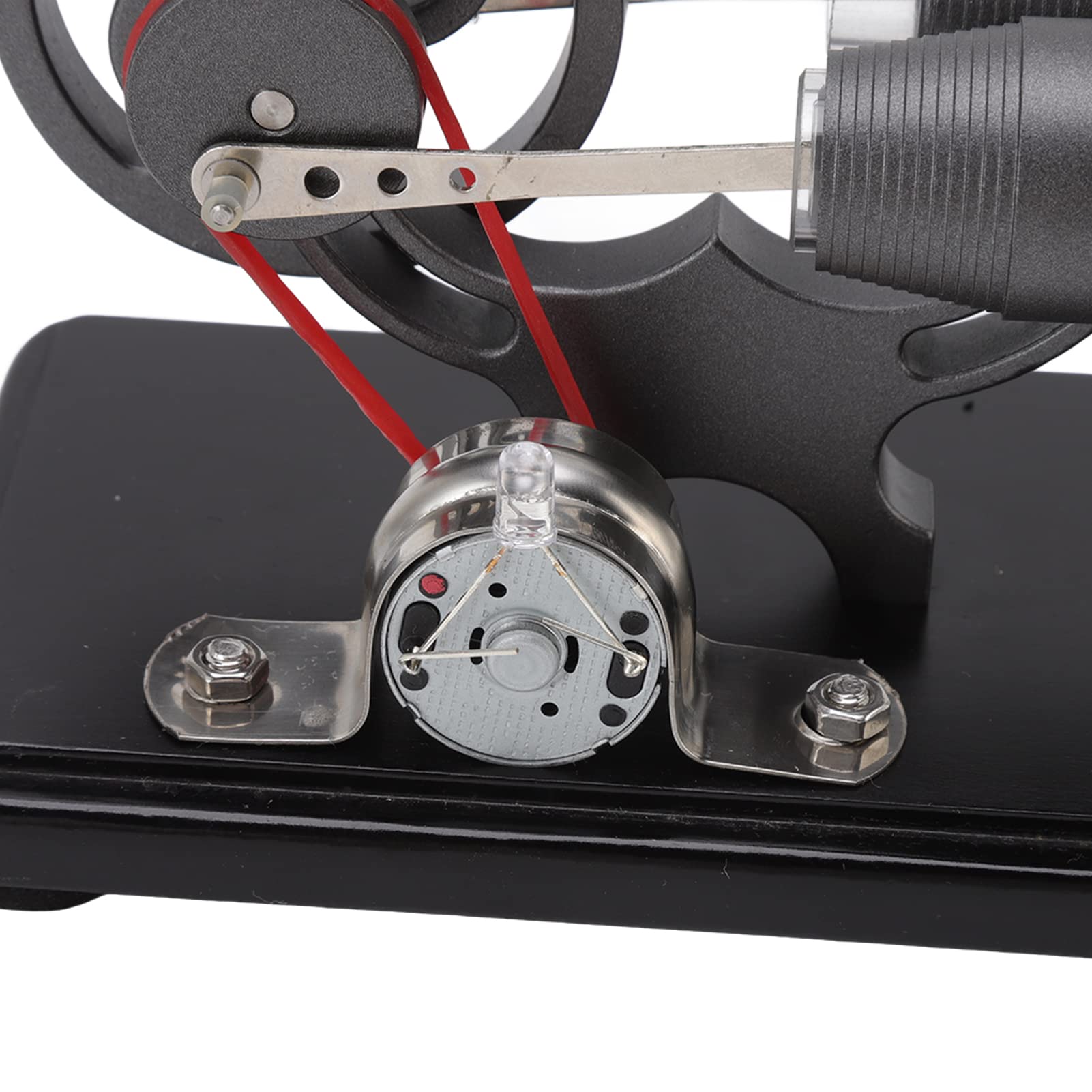 Kit generatore di elettricità motore Stirling Lega di zinco grigia Acciaio inossidabile Base in legno di vetro Uscita da 3,0 V a 5,0 V Alcol al 95% Carburante Esperimento