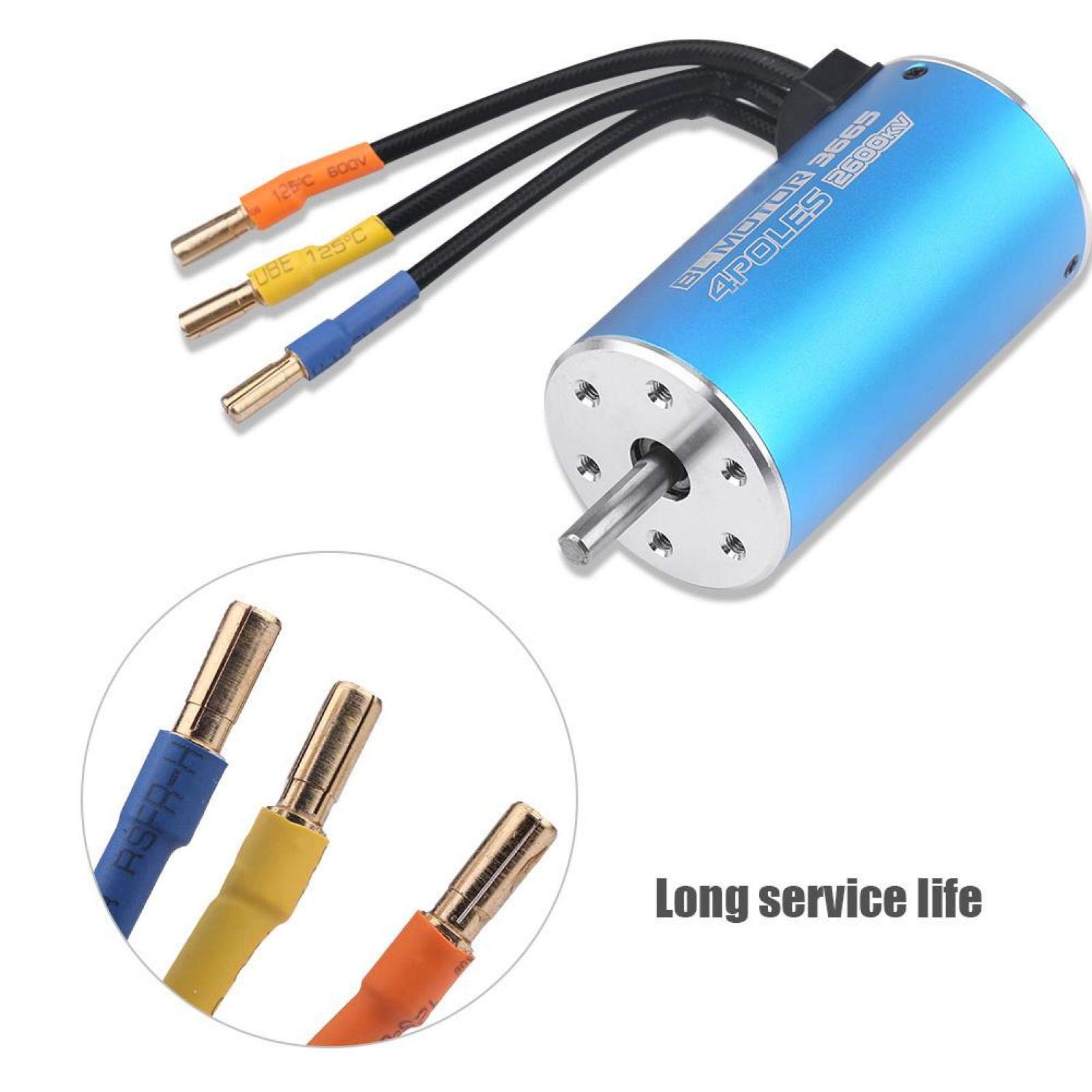 Dilwe Motor sin escobillas 2600KV, 4 RC Barco Motor sin escobillas Accesorios para Barcos y Coches de Control Remoto