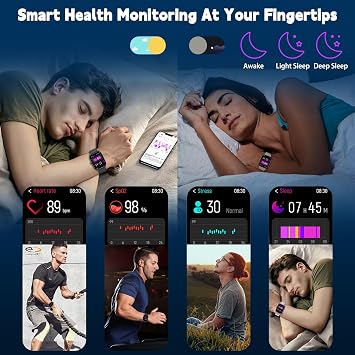 Smart Watch for Women Men(Answer/Make Call), Smartwatches with Heart Rate/SpO2/Sleep/Stress Monitor, IP68 Waterproof Activity Tracker for Android iPhone, 100+ Sports Fitness Watches (Black, 1.85)