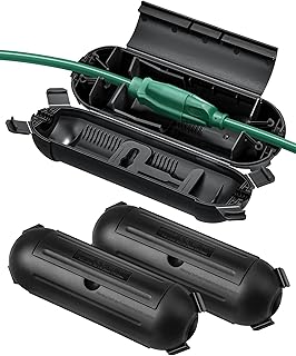 DEWENWILS [3Pack] Outdoor Extension Cord Safety Cover, Weatherproof Electrical Connection Box, Adjustable Compartment for AWG 12/14/16 Cords, Protect Holiday Decoration Lights and Plugs, Black