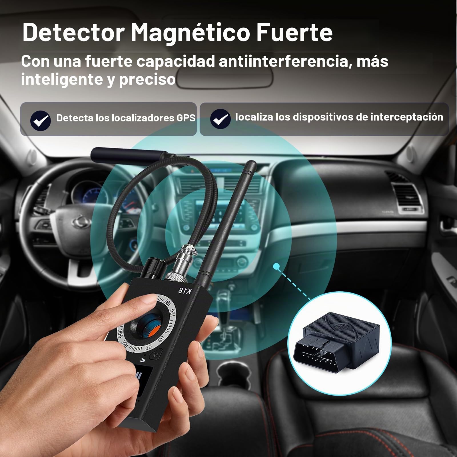 Detector de Camaras y Microfonos Ocultos, Detector de Cámara Espía Portátil Bug Detector Detector Antiespía GPS GMS Spy Finder Detector de señal RF Inalámbrico Detector para Hogar, Oficina, Hotel