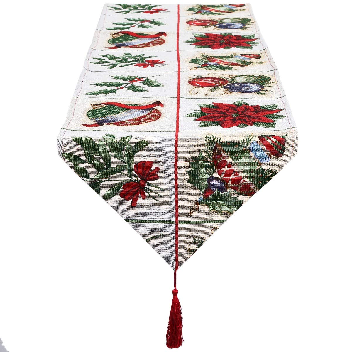 mookaitedecor Blanc Chemin de Table Noël Motifs Feuilles Fleurs,Table Deco pour Fête Maison Cuisine