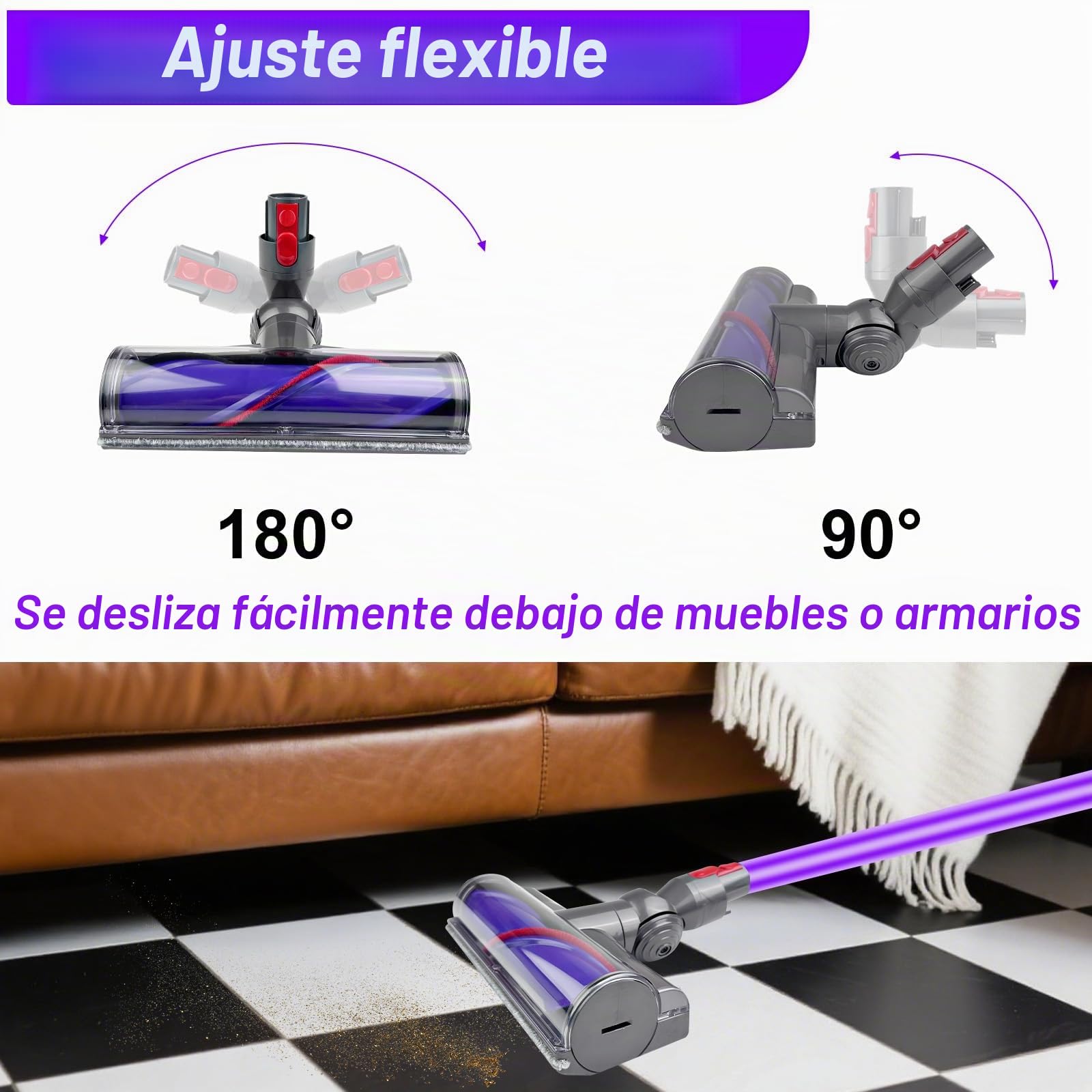 Cepillo Motorizado, Cepillo de Repuesto Compatible con Dyson V7 V8 V10 V11 V15, Accesorio Recambios Aspiradoras, Brush Torque, para Alfombras y Suelos Duros y Esquinas Estrechas