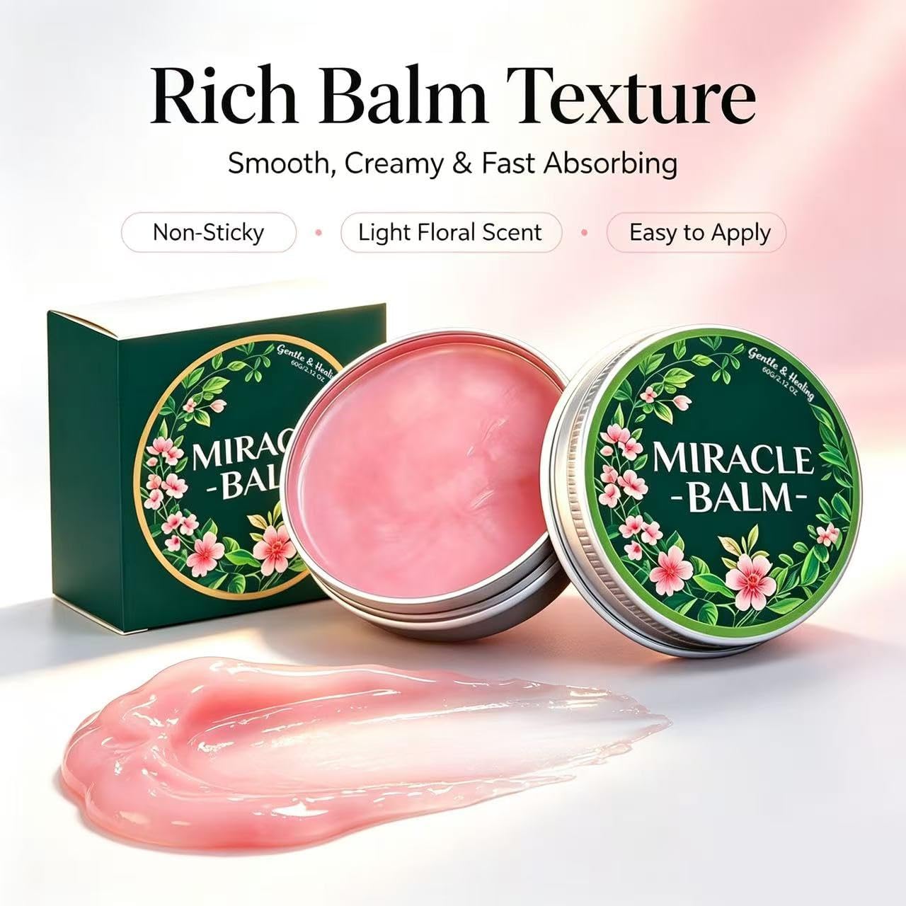 Portable Solid Miracle Balm, Soft Warm-Melt Massage Care Wax, Alcohol & Mineral Oil Free Plant Balm with Honey & Mint Extract, to Soothe Seasonal Dry and Rough Skin