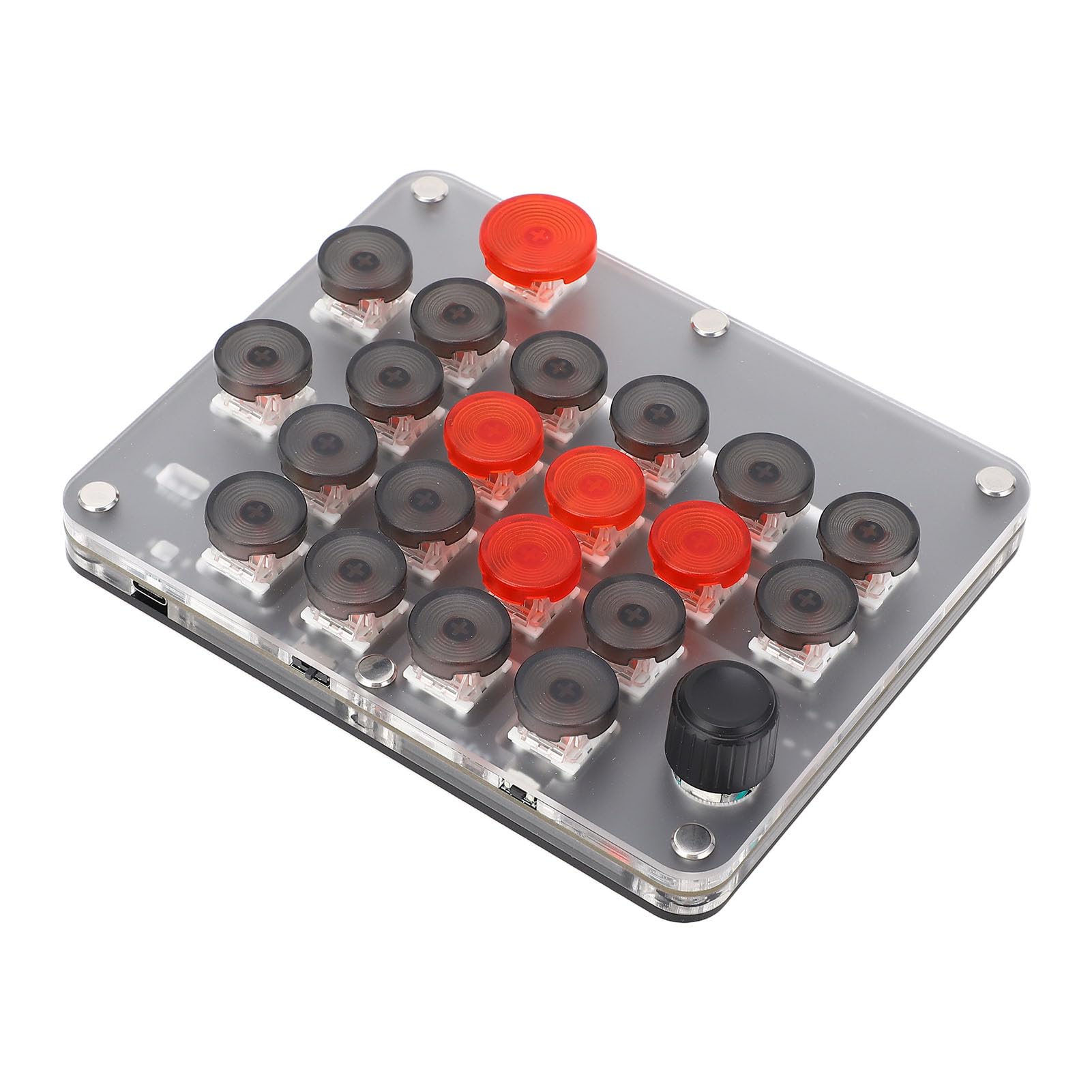Tastiera Macro Portatile a 21 Tasti con Manopola per Giochi e produttività Efficienti Interruttore Rosso Design Ergonomico
