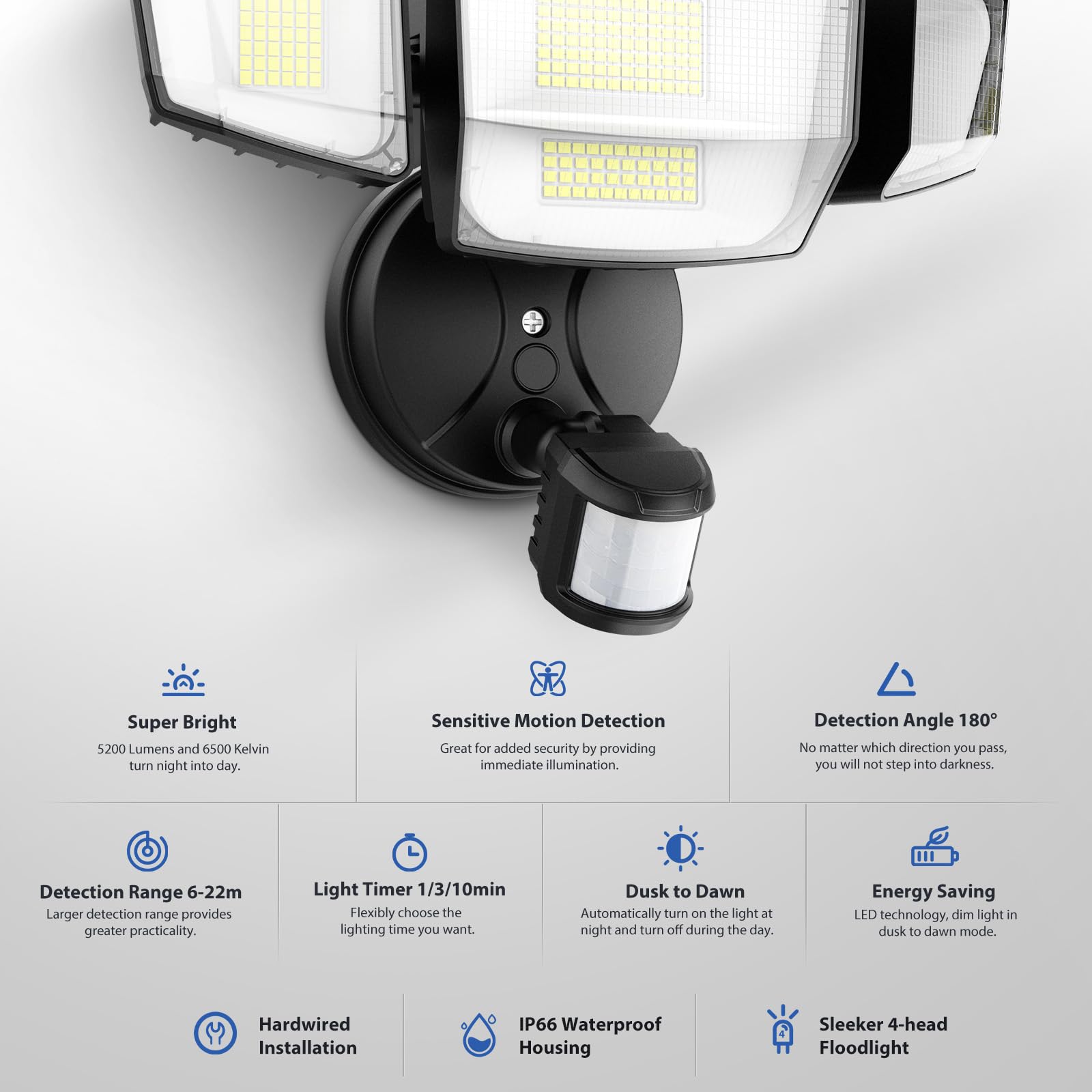 Onforu 64W Projecteur LED extérieur avec détecteur de mouvement