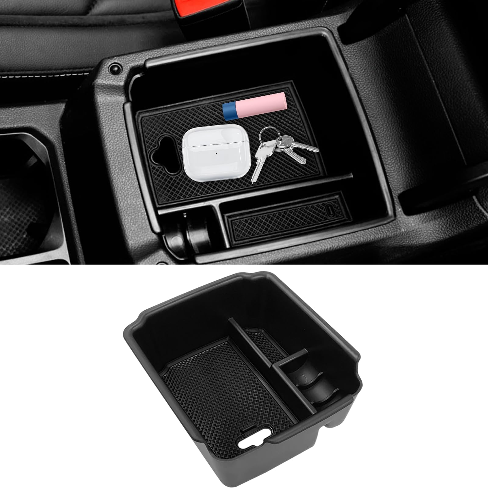 TTCR-II Center Console Organizer Tiguan 2018-2024, for VW Taos Console Organizer Tray 2022-2024, Compatible with Volkswagen Tiguan Middle Storage Box Taos