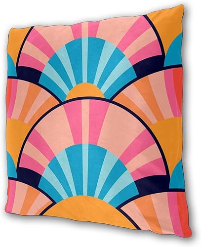 Miniatura 5 de Pack of 2 Short Plush Throw Pillow Covers 18 X 18 Inch, Retro 70S Orange Yellow Pillow Cover Durable Pillowcases, Square Throw Pillow Covers Couch