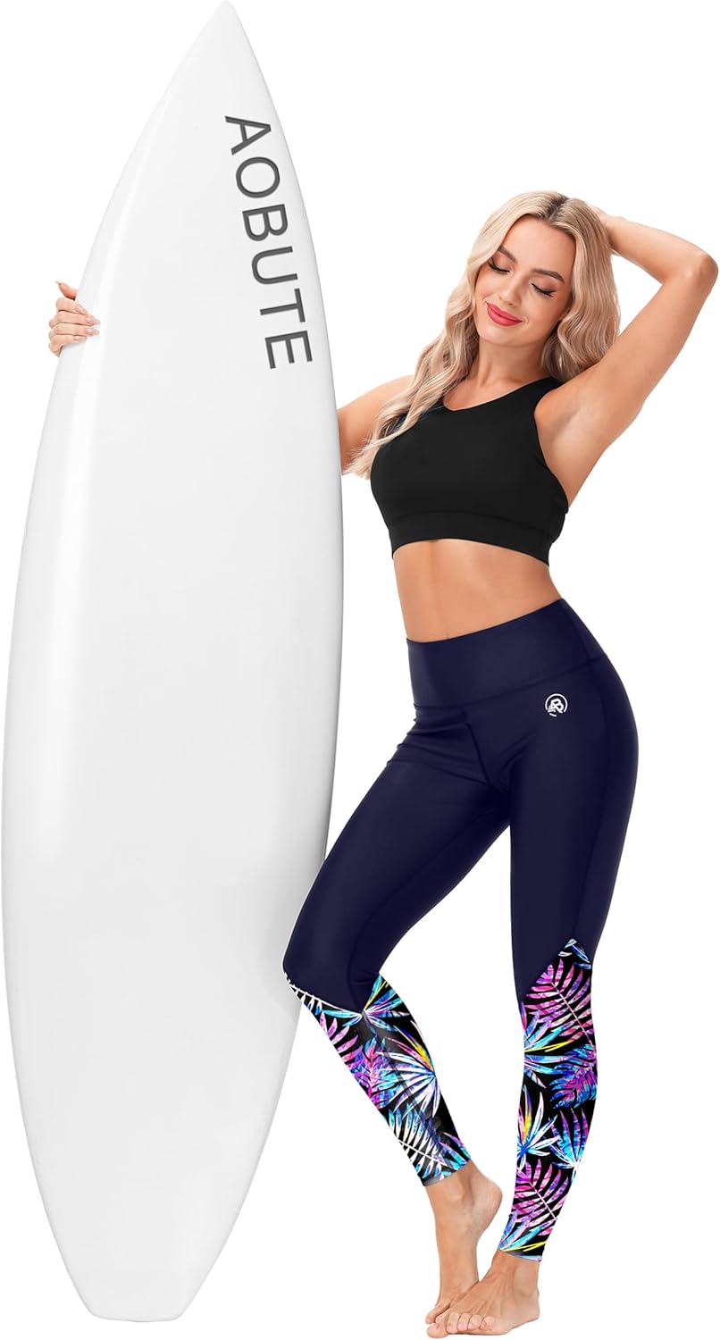 AOBUTE Women Swim Pants UPF 50+ Rash Guard Pants High Waisted Swimming Leggings - Image 2