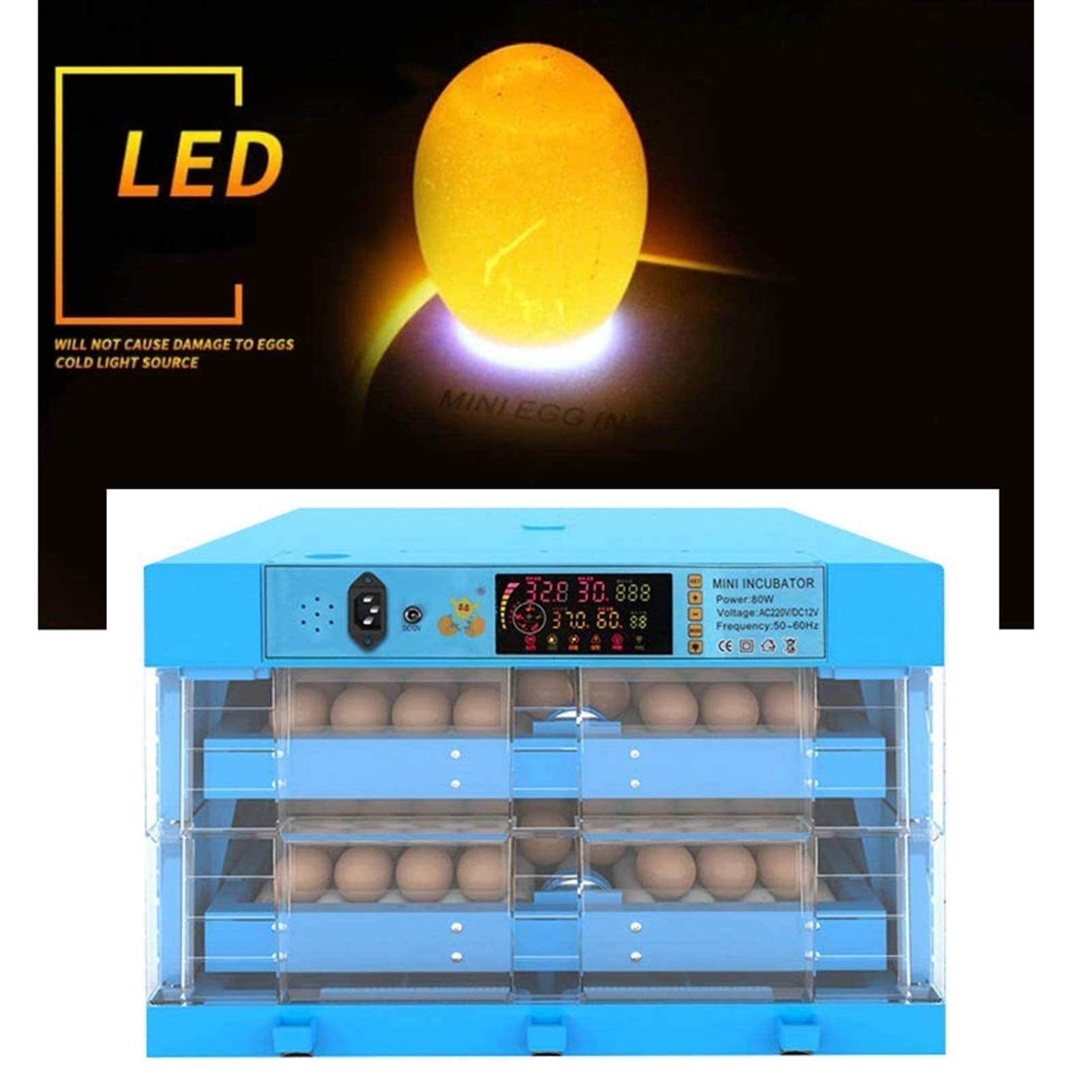 Inkubatory do jaj wylęgowych LED o wysokiej wydajności Automatyczna regulacja temperatury i kontrola temperatury dla kurcząt, kaczek, gęsi, ptaków, 192egg