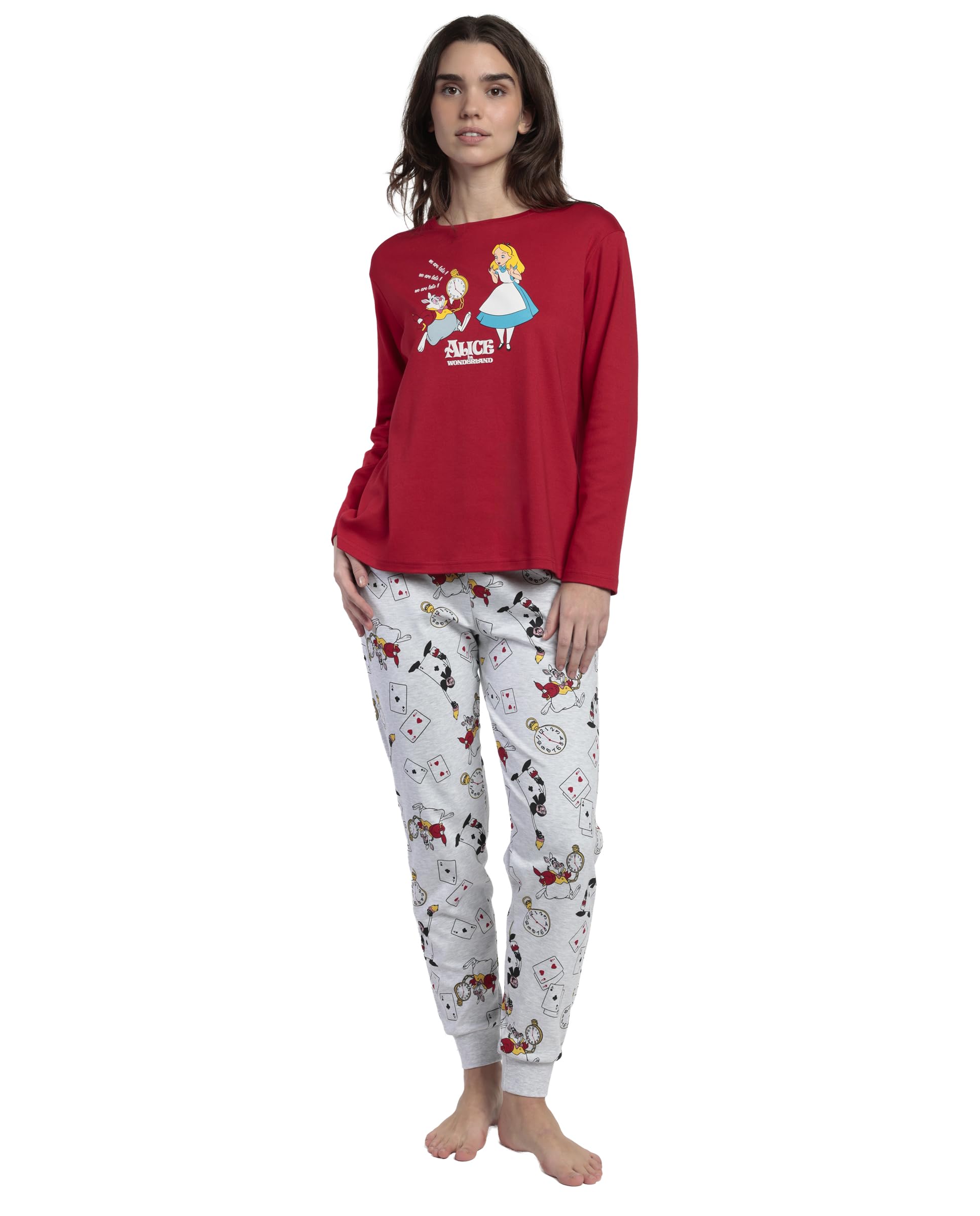 Disney Pijama Manga Larga Red Alice in Wonderland para Mujer