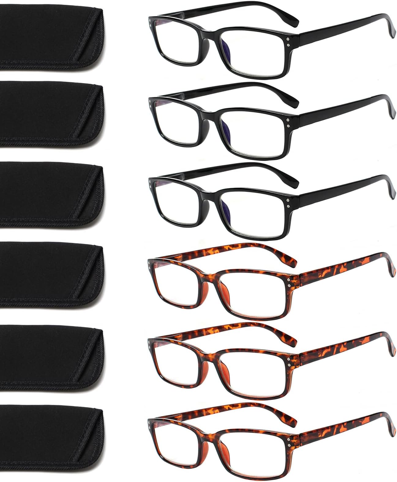 Kerecsen 6-Pack Reading Glasses Blue Light Blocking,Spring Hinge Readers for Men Women,Computer Eyeglasses