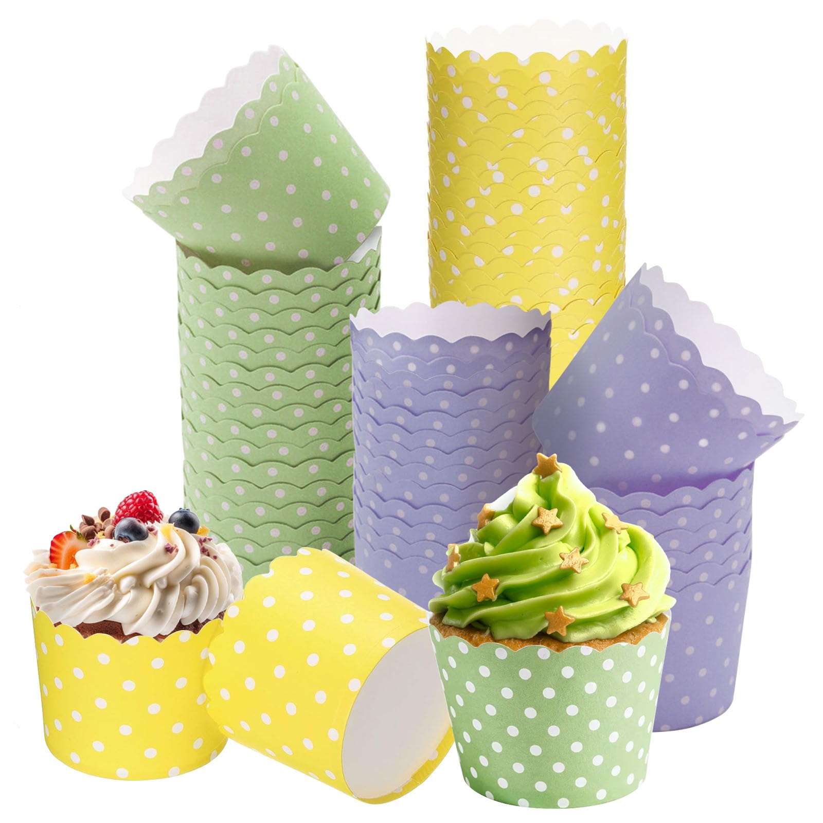 Cupcake Cases, 150PCS Cupcake Liners, Elegent Muffins Baking Cups, Muffin Cases for Baking, Muffin Cases Muffin Cupcake Cupcake Wrappers Paper for Birthday Parties Weddings(3 Colors)