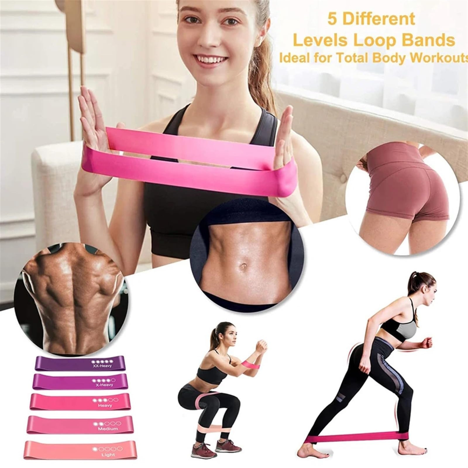 Bandas Elasticas Bandas de Resistencia for Ejercicios Gimnasio, for Yoga, estiramientos, dominadas, Bandas Goma for Entrenamiento, Equipo