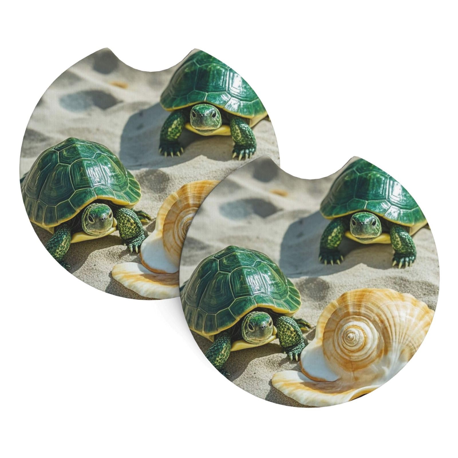 2 Pack Car Coaster for Cup Holders Two Turtles and Shells Car Cup Coaster 2.7" Neoprene Non-Slip Automotive Cup Mat Universal Auto Car Interior Accessories for Women Men Cup Pad