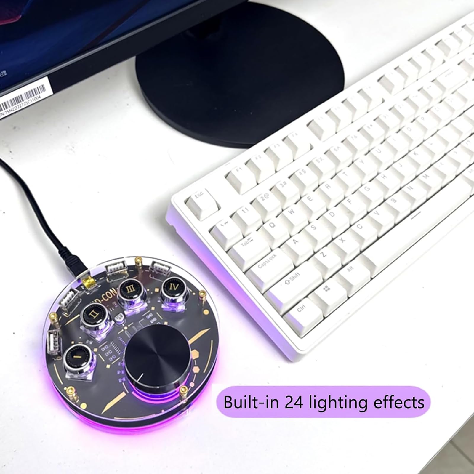 Docking Station USB, Hub USB Multifunzione Con 4 Tasti Di Scelta Rapida Programmabili, 3 Porte USB 2.0, 1 Porta Di Alimentazione USB E 24 Effetti Di Illuminazione RGB, Ideale Per Il Gaming In Studio