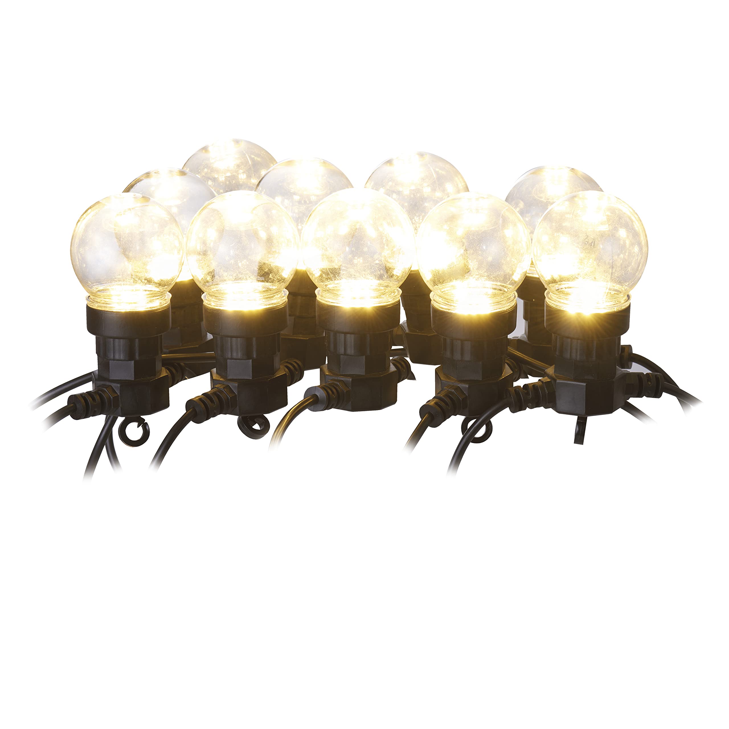 EMOS LED-Lichterkette warmweiß für Innen und Außen, 5m lange Partylichterkette mit 10 transparenten LED Glühbirnen in Kugelform, IP44, für Partys, Weihnachten, Deko, DCPW02, Warmweiss