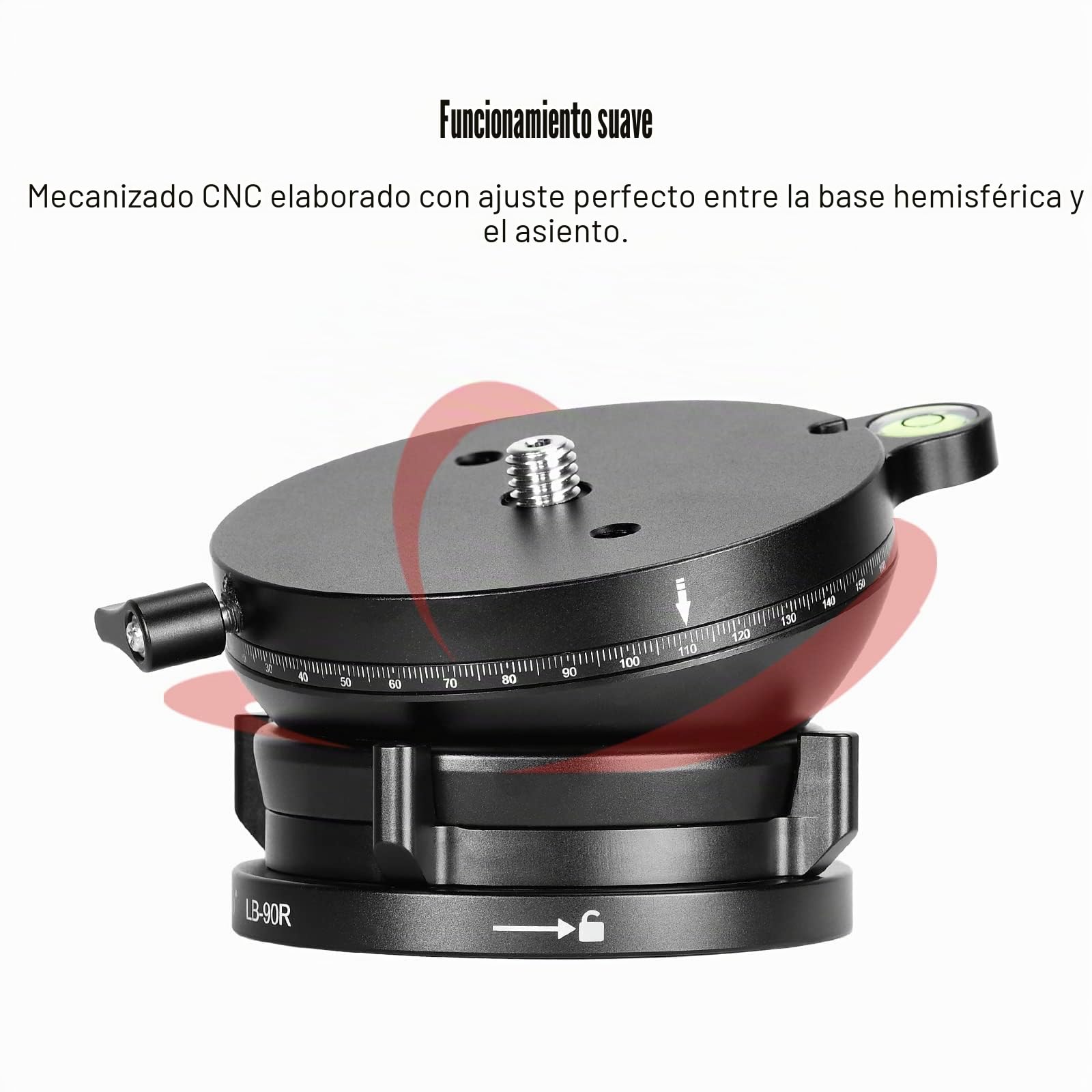 SUNWAYFOTO LB-90R - Base de nivelación panorámica de 360°, cabezal de trípode, capacidad de carga de 25 kg