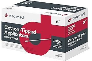 Dealmed 6-Inch Non-Sterile Cotton Tip Applicators (1000 Count)