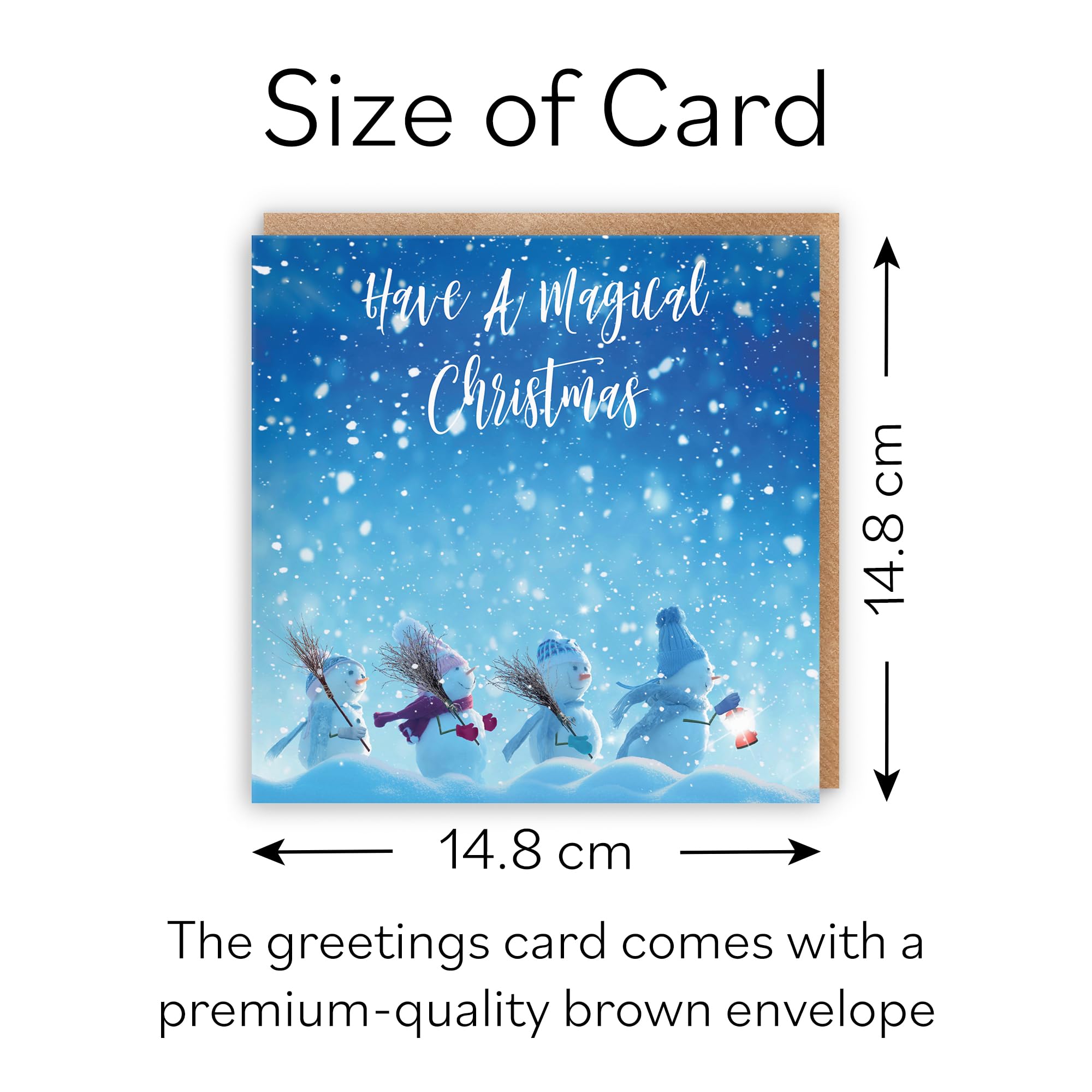 Hunts England - Individual Christmas Card - Have A Magical Christmas - Snow People Collection - Fun Card, Blue, 148 x 148 mm - Image 4